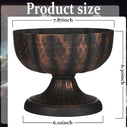 2 Pcs Distressed Black Bronze Compote Vase for Centerpieces Compote Bowl 8'' Wide Vintage Decorative Antique Urn Planter Vase for Wedding Event Anniversary Party Indoor Outdoor Activity