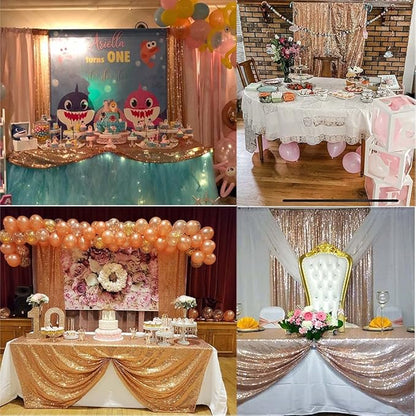 Rose Gold Sequin Backdrop Curtain 8FTx8FT 1 Panel Sequin Backdrop Drape for Parties Glitter Photo Background for Wedding Baby Shower Christmas
