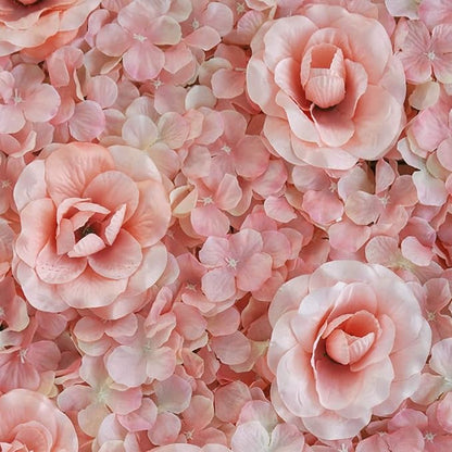 Artificial Flower Wall Panels, Silk Wedding Flower Wall Backdrop Panel, 3D Floral Panel Artificial Floral Wall Mat Flower Screen for Photo Party Wedding Wall Background Decor (12PCS Pink)