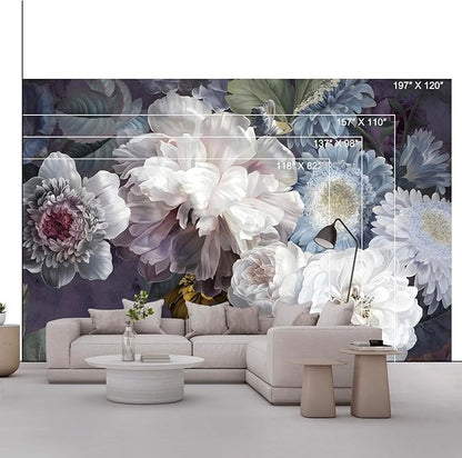 Peel and Stick Wallpaper Floral Forest Mural Flower for Bedroom Large Wall Murals Wall Paintings (Color-2, 157×110 inch)