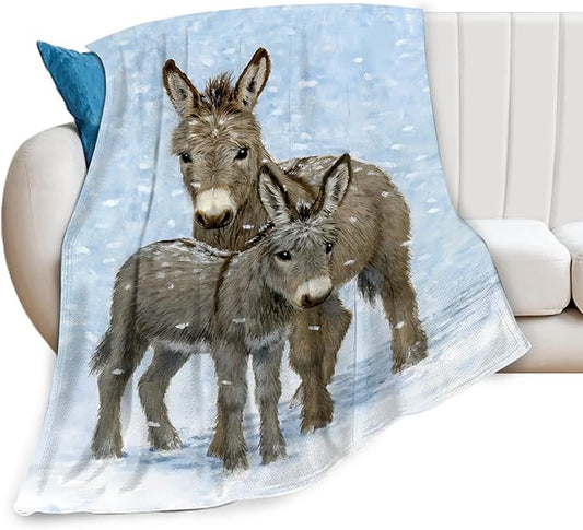 Donkey Gifts for Girls & Women - Soft, Warm & Cozy Fleece Throw Blanket for Kids & Adults - 50"x60"