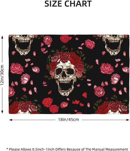 Placemats 4 pcs Skull Flower Double-Layer Imitation Linen Place Mats Non-Slip Heat-Resistant Tablemats for Home Restaurant Hotel 18×12 Inch