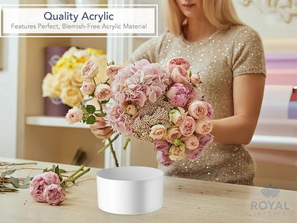 Royal Imports Flower Acrylic Vases Cylinders - Decorative Centerpiece Display for Home or Wedding - Non Breakable Plastic, 8X4 - White