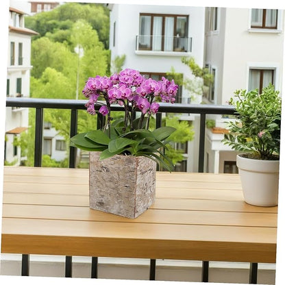 Rustic Birch Bark Flower Pot Decorative Planter for Succulents and Cacti Vintage Wood Bark Vase for Flower Arrangement DIY Holiday Rustic Plant Container for Home Garden Decor