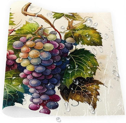 Fruit Grapes Purple Abstract Placemats Set of 6 PVC Vinyl Non Slip Table Mats Waterproof Heat Resistant Place Mats Washable Wipeable Dining Table Mat for Kitchen Party Indoor Outdoor Decorative