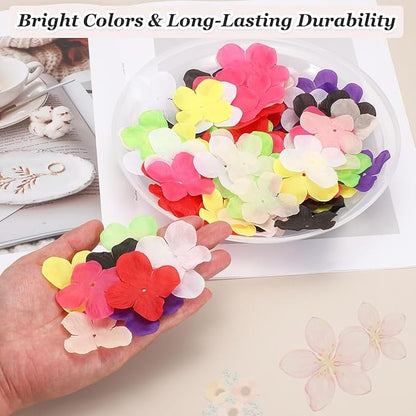 PATIKIL 1.8 Inch (4.5cm) Flowers Patch, 300Pcs Artificial Flowers Handmade Patches Silk Cloth Applique for Scrapbooking Wedding DIY Craft Supplies Card, Yellow