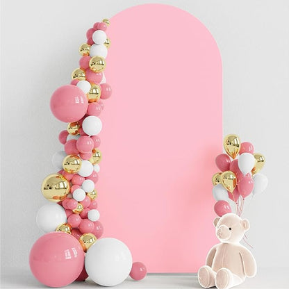 Wokceer 6.6FT Wedding Arch Cover Spandex Fitted Wedding Arch Stand Covers Round Top Chiara Arch Backdrop Cover for Birthday Party Ceremony Banquet Decoration Pink