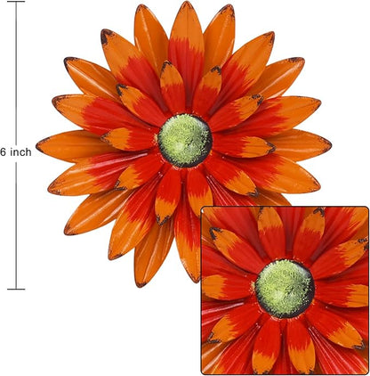hogardeck Metal Flower Wall Decor - 6 PCS 6" Colorful Flower Decor for Indoor Outdoor, Sunflower Kitchen Decor Floral Metal Wall Art for Bathroom, Living Room, Porch, Garden, Yard