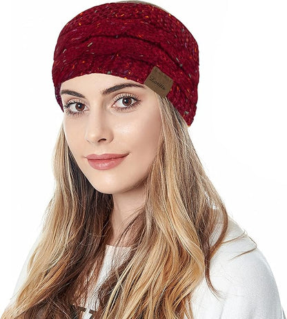 Loritta Womens Ear Warmers Headbands Winter Warm Fuzzy Cable Knit Head Wrap Fleece Lined Gifts
