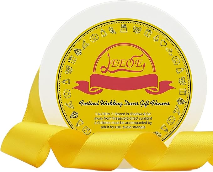 Double Face Maize Yellow Satin Ribbon 7/8 inch X 25 Yards Polyester Maize Yellow Ribbon for Gift Wrapping Very Suitable for Weddings Party Invitation Decorations and More