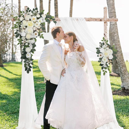 Wedding Arch Flowers,Artificial Flower Arch Decor,2pcs Artificial Flower Arrangement for Wedding Decor Reception Backdrop Floral Decorations (White)