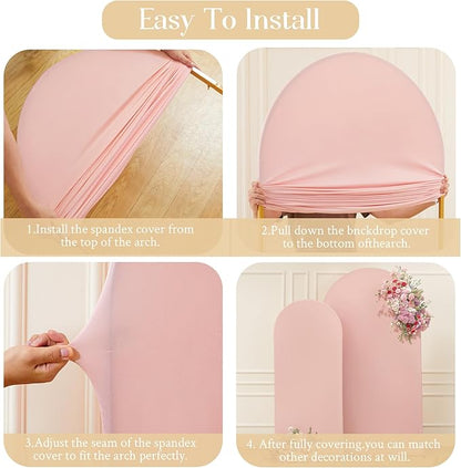 Pink Arch Backdrop Cover Set of 2 Dusty Pink Arch Cover 7.2 and 6ft Wedding Arch Cover Stretchy Backdrop Bridal Baby Shower Birthday Party Arches Stand Covers Spandex