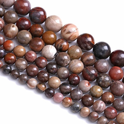 6MM 60PCS Natural Stone Petrified Wood Jasper Loose Beads for Jewelry Making DIY Bracelet