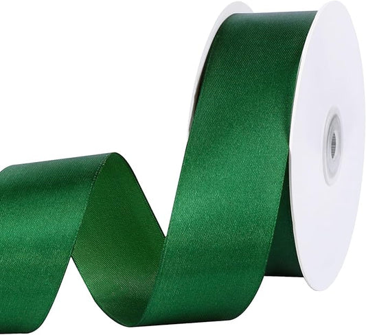 Dark Green Ribbon 60 Yards 1 1/2 Inch Emerald Green Satin Christmas Ribbon for Gift Wrapping Crafts Flower Bouquet Wedding Christmas Wreath Xmas Decorations
