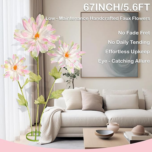 5.6 Ft Large Daisy Flowers for Decorations,Big Fake Daisy,Giant Artificial Flower with Stand,for Home Garden Hotel Office Decor,Photography Props,Wedding,Birthday,Art Gallery,Shop Window Display(Pink)