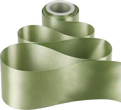 MEEDEE Green Satin Ribbon Lux Double Faced Satin Ribbon 3 Inch Green Christmas Ribbons by 10 Yards Olive Green Ribbons for Christmas Tree, Flower Bouquet, Weddings, Bow Making, Holiday Decorating