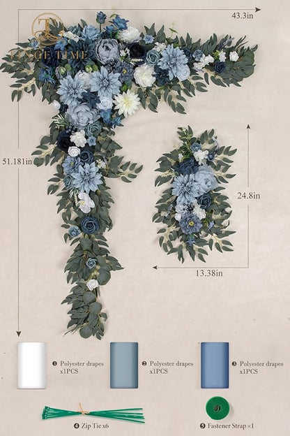 TINGE TIME Artificial Arch Flowers Kit Pack of 5, Wedding Decorations for Reception with Hanging Flowers, Wedding Arch Silk Floral Arrangements Ceremony Backdrop Bridal Shower Outdoor Party Decor