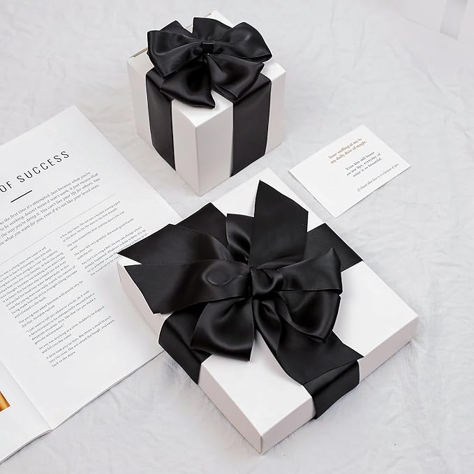 Black Satin Ribbon, Double Faced 2 Inch X 50 Yards Black Ribbon, Premium Satin Ribbon for Gift Wrapping, Crafts, Hair Bow Making, Sewing, Flower Bouquet, Wedding Party Decor