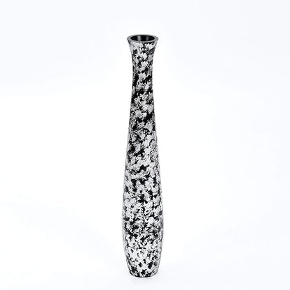Leewadee Large Silver Home Decor Floor Vase - Wooden 26 inch Tall Farmhouse Decor Flower Holder for Fake Plant and Pampas Grass