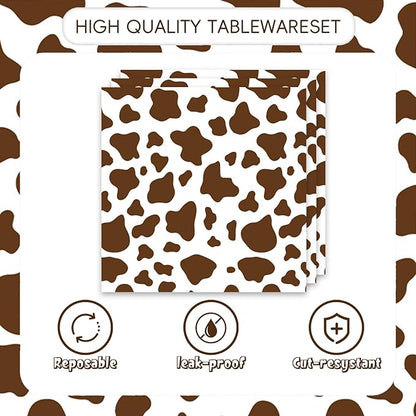 48pcs Highland Cow Party Decoration Set,16 Dessert plate,16 Napkin And 16 Fork,16 persons Highland Cow Baby Shower Disposable tableware,Used Holy Cow Baby Boy Birthday Party Supplies