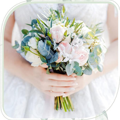 Giegxin 600 Pcs 3 Kinds Mixed Eucalyptus Leaves Stems Bulk Artificial Silver Dollar Leaves Picks Dried Eucalyptus Bundle Faux Spray for Wedding Vase Bouquet Floral Arrangement (Green)