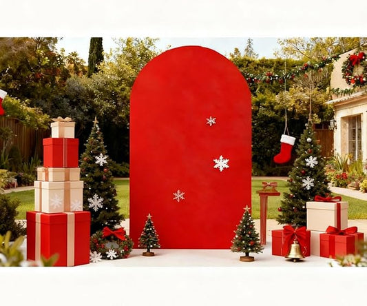 6.6 FT Red Arch Backdrop Cover, Red Christmas Arch Cover, Arch Backdrop Stand Covers for Birthday Wedding Party Decor