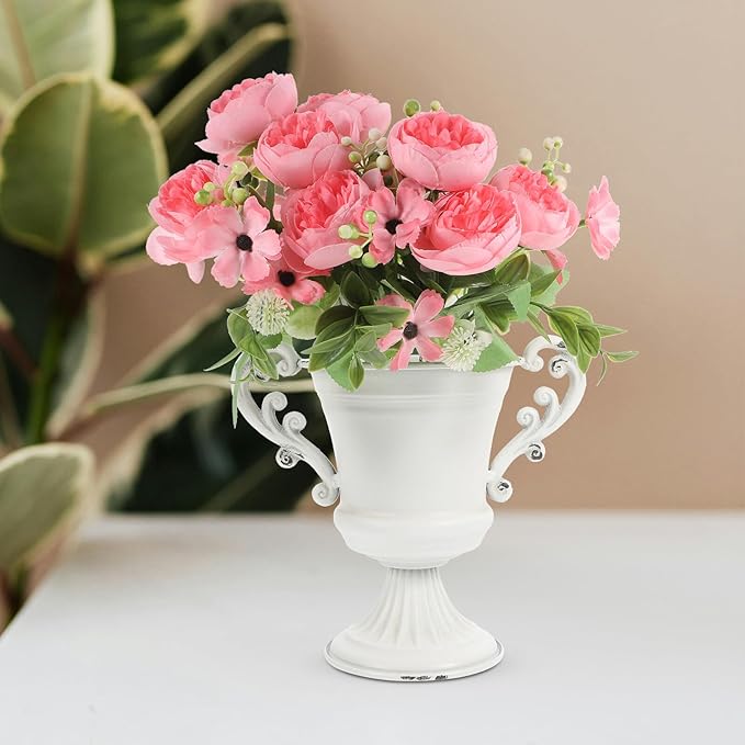 Ciieeo Retro High-Footed Trophy Vase Decorative Pedestal Planter for Indoor Outdoor Use Elegant Floral Arrangement Urn for Garden Wedding Centerpieces and Home Decor