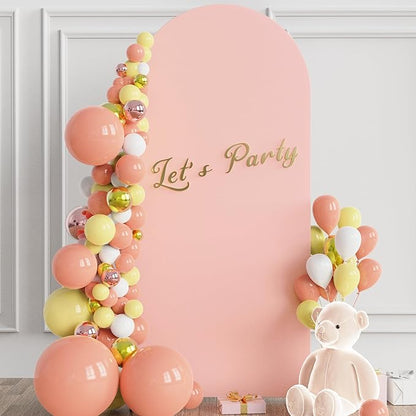 Wokceer 6FT Wedding Arch Cover Spandex Fitted Wedding Arches Stand Covers Round Top Chiara Arch Backdrop Cover for Birthday Party Ceremony Banquet Decoration Pale Pink