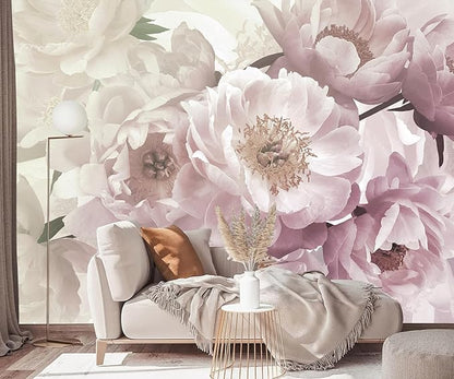 PYFFYP- Vintage Flower Pink Peony Floral Wallpaper murals for Bedroom(Not Peel and Stick)