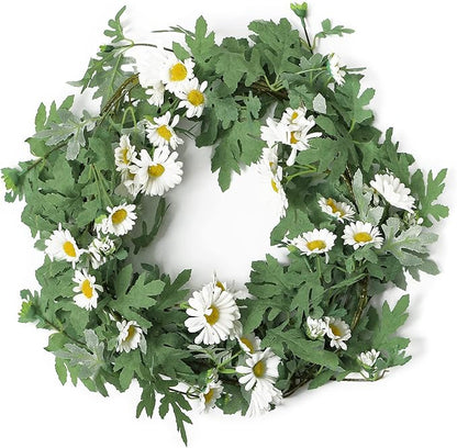 SOMYTING Artificial Daisy Garland Decorative Fake Flower Vine Hanging 5.6Ft Silk Flower Greenery for Home Garden Outdoor Ceremony Wedding Arch Floral Decor (white-2pcs)