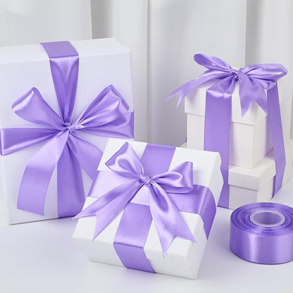 1-1/2 Inch Wide Lavender Purple Satin Ribbon, 50 Yards Solid Polyester Fabric Ribbon for Roses Making, Gift Wrapping, Christmas, Wedding Decorations, Crafts, Bows