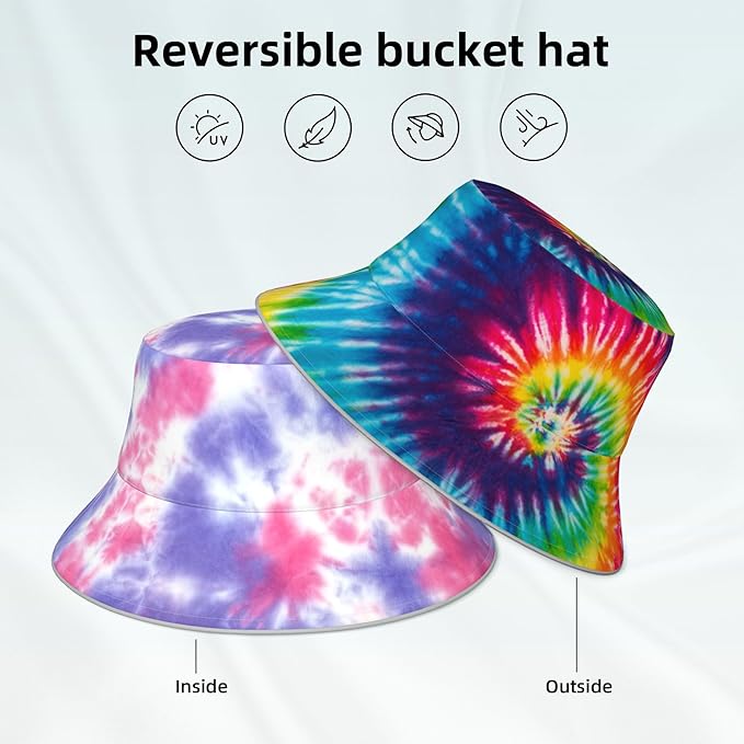 Bucket Hat Beach Summer Sun Hat Reversible Fisherman Hats Double Sided Wearing for Women Men Boys Girls
