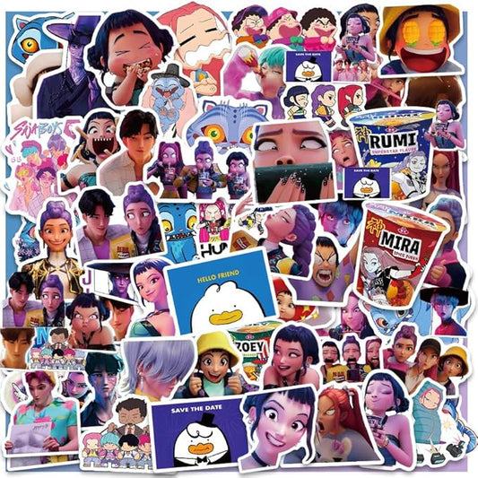 60PCS Korean Idol Stickers for Water Bottles,Cool Cartoon Demon Movie Stickers, Waterproof Vinyl Decal for Teen Girls Boys Adult Laptop Skateboard Phone Case Guitar Travel Case Bike Notebook