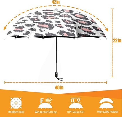 Small Compact Travel Automatic Folding Umbrella for Women, Portable Lightweight, Rain, Wind, UV Sun Shade