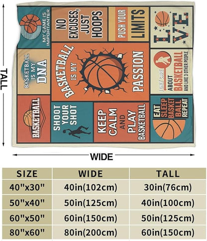 Basketball Blanket for Boys Basketball Sport Throw Blanket Soft Cozy Fleece Fuzzy Stuffed Plush Flannel Gifts for Girls Women Kids Adults 60"X80"
