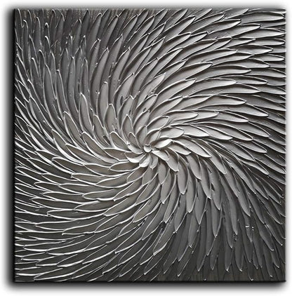 YaSheng Art - 30x30 Inch Large Abstract Art Oil Paintings on Canvas Silver Gray Gradient color Abstract Artwork Modern Home Decor Canvas Wall Art Ready to Hang for Living Room Bedroom