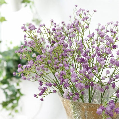 9 Pack Real Touch Artificial Baby's Breath Flowers - 21" Bendable Stems for Wedding Bouquets, Home Centerpieces & Outdoor Decor (Waterproof, Dustproof, Purple)