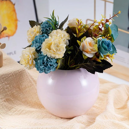 Gold Flower Vase Small Decorative Metal Vases for Table Centerpieces, MIATTCLD Round Gold Plant Pot Home Decor Ideal for Weddings, Parties, Anniversary, Living Room, Restaurants (Pink)