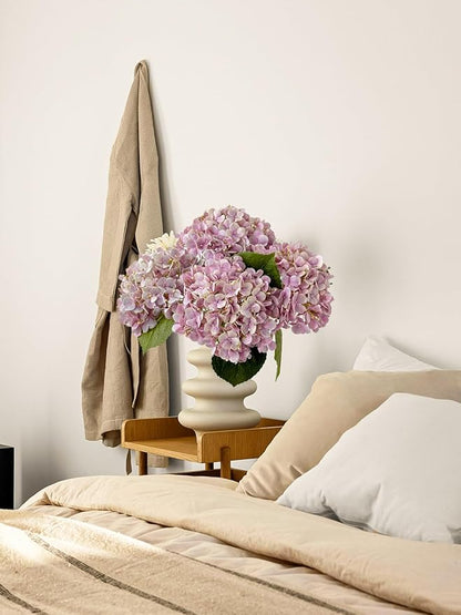 4 Pcs 20'' Real Touch Hydrangeas Light Pink Artificial Hydrangeas Flowers Faux Latex Lifelike Hydrangea for Kitchen Living Room Porch Home Decor Baby Shower Party Wedding Table Centerpiece