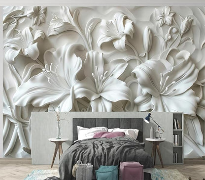 Cliouar-Plaster Floral Decorative Pattern Mural Wallpaper Peel and Stick 137" x 102"