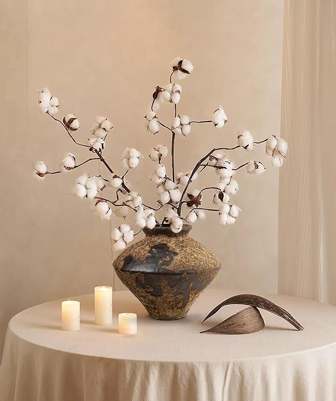 GeLive Brown Ceramic Rustic Vase Jingdezhen Handmade Vintage Pottery Flower Jar for Fresh and Dried Plants Table Centerpiece Wabi Sabi Vase Home Farmhouse Decor