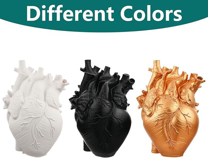 Heart Shaped Resin Vase - Anatomical Human Heart Flower Pot Planter, Nordic Modern Desktop Decor for Farmhouse Living Room, Bedroom, Valentine's Day Gift Home Decoration