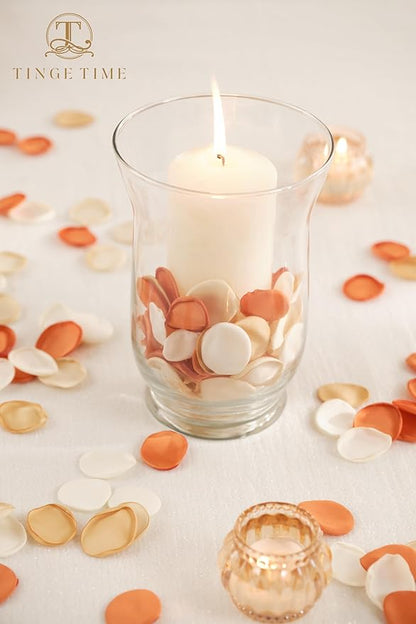 TINGE TIME 400pcs Silk Flower Petals for Wedding, Rose Petals for Decoration, Fake Flower Petals for Bridal Showers, Flower Girl Petals for Anniversaries and Parties (Burnt Orange)