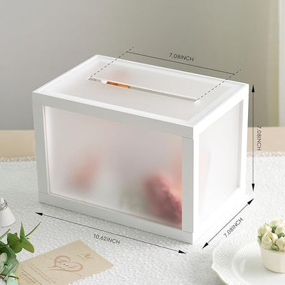 AW BRIDAL Frosted Wedding Card Box for Reception, 10.5"x7"x7" Money Envelope Box Holder for Graduation Honeymoon Fund, Gifts for Bridal Shower Birthday Party