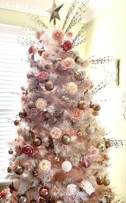 Artificial Glitter Berry Stem Decorations, Fake Bead Sticks Pick 17 Inch Stems for Halloween Christmas Ornaments Glittery Twigs Xmas Tree Wreath Vase Filler Home Decor - Champagne Pink 10 Pack
