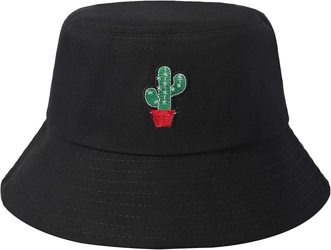 ZLYC Unisex Fashion Embroidered Bucket Hat Summer Fisherman Cap for Men Women