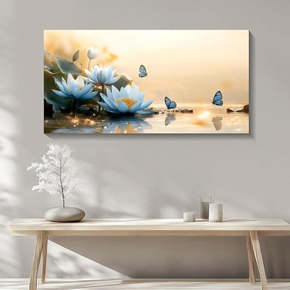 Iallbin Zen Stone Wall Art & Zen Wall Decor, sense of peace and natural beauty -for Yoga Meditation Room, Spa & Bathroom, Soft Hazy Dawn Art Deco Style, Ready to Hang, 48x24 Inches