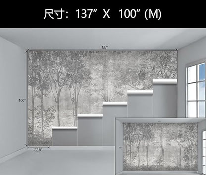 WFBHUA-Vintage Forest Wall Mural Peel and Stick Grey Woods Self Adhesive Wallpaper Mural for Living Room Bedroom 137"x100"