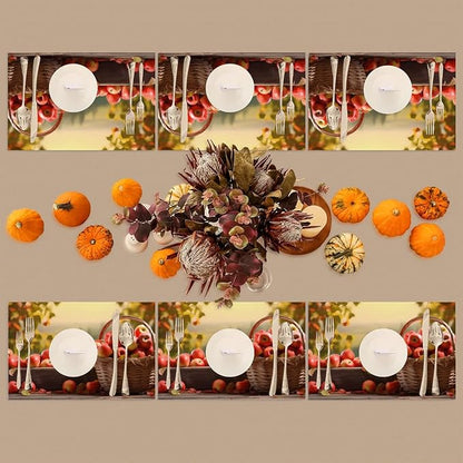 Fall Fruit Apple Placemats Set of 1 PVC Vinyl Non Slip Table Mats Waterproof Heat Resistant Place Mats Washable Wipeable Dining Table Mat for Kitchen Party Farmhouse Indoor Outdoor Decorative