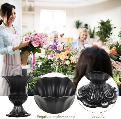 HOMSFOU Vintage Iron Trumpet Vase, Rustic Flower Holder for Centerpieces, Black Metal Floral Container for Home Decor